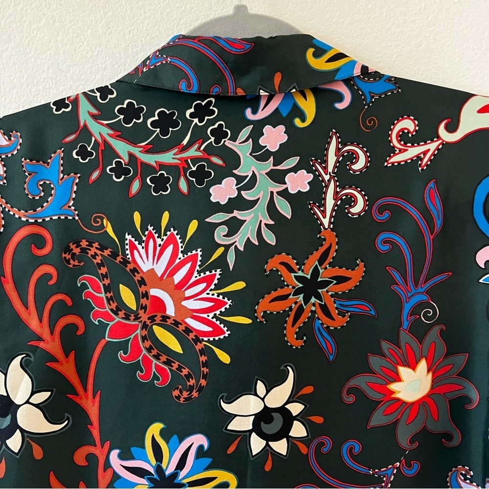 Tory Burch 100% Silk Floral Print Long Sleeve Button Down Blouse Top 8 - Picture 10 of 16